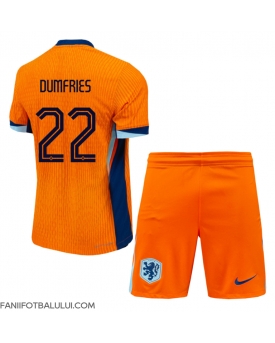 Țările de Jos Denzel Dumfries #22 Echipament de Fotbal Replică European 2024 Copii Acasa (+ Șorturi)